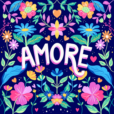 Amore graphic design ilustration lettering