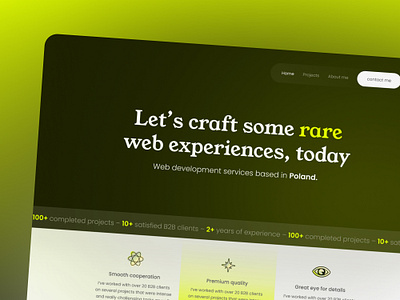 Concept Landing Page project for Web Development services personal portfolio ui website