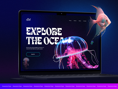 Oceanarium aquarium landing page. 3d animation aquarium branding graphic design logo motion graphics oceanarium ui uiux