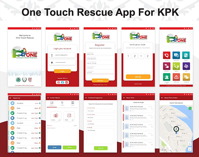 One Touch Rescue App UI app design graphic design illustration typography ui ux vector