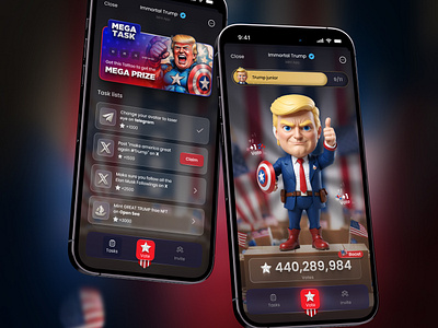 Trump: Telegram Tap Game bot design bot game chatbot game clicker clicker game coin game coin tap crypto game earn game game ui hamster kombat mobile game mobile ui tap tap game telegram bot telegram game telegram tap game trumpgame