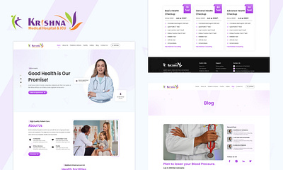 Krishna Hospital | Website | Light Theme ai tools animation brand gideline branding dark theme design system graphic design illustration light theme logo prototype typography ui design uiux design unique design ux design vector visual design