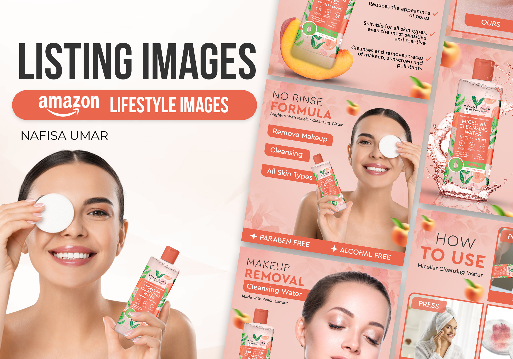 Premium Micellar Water || Amazon Listing Infographics amazon amazon listing images amazon listing infographics amazon product enhance brand content graphic design image editing product infographics
