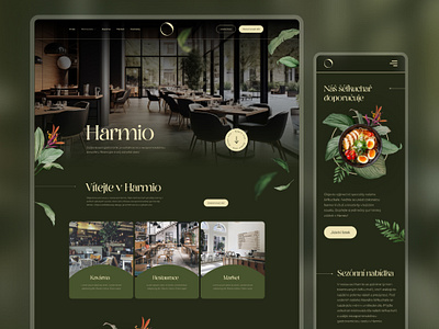 Harmio Restaurant - Website design flowers graphic design green landingpage plants restaurant ui ux web design