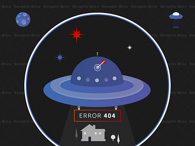 UFO Abduction Error 404 3d brand branding cabin arrow circle city constellation cosmos design error 404 flying saucer graphic design illustration illustrator ai page not found photoshop psd print designer senior designer space typo typography ufo abduction ui ux designer