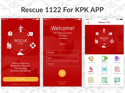 Rescue 1122 KPK App UI Design app design design system graphic design interactive design interface design mobile ui ui ui design