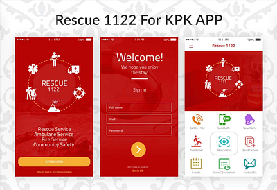 Rescue 1122 KPK App UI Design app design design system graphic design interactive design interface design mobile ui ui ui design