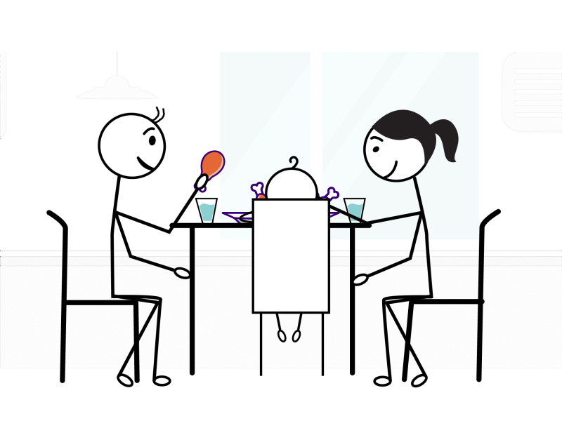 Family Enjoying Eating Chicken 2d animation adobe after effects animation chicken child design eat eating enjoy family food illustration illustrator meal motion design motion graphics parents stick vector