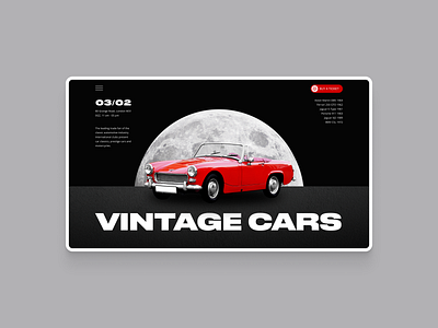 The concept for a Vintage Car Exhibition branding car dark theme design hero section landing red car uidesign uiux uxdesign web design