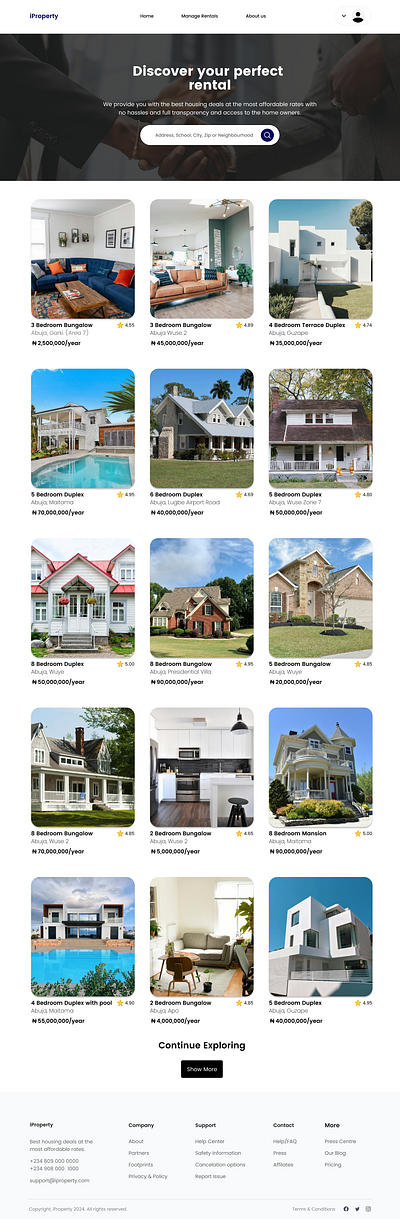 iProperty Landing Page design figma minimal real estate ui ux web