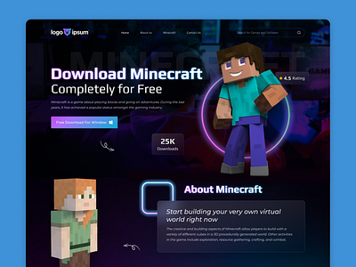 Minecraft Homepage Design classic design ui design