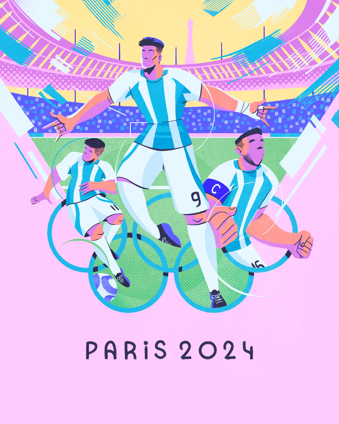 Olympic Games 2024 - Argentina National Football Team digital art illustration olympic games 2024 sport illustration