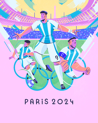 Olympic Games 2024 - Argentina National Football Team digital art illustration olympic games 2024 sport illustration