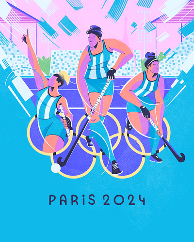Olympic Games 2024 - Argentina National Hockey Team digital art hockey illustration olympic games sport illustration