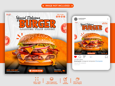 Special Delicious Burger Template Design ads burger burger ads burger promotion burger template graphic design promotion social media social media post social media template template