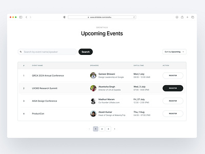 Event Page of GrowthUX aestheticdesign cleanlayout design event activities event details events list minimalisticdesign ui uidesign uiux upcoming events usercentricdesign ux ux design