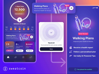 Sweatcoin: Fake Door Test app design product design user experience design user flows user interface design