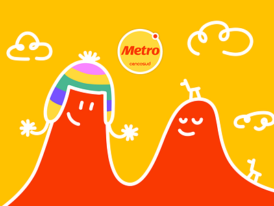 Metro Perú branding illustration logo people peru supermarket yellow