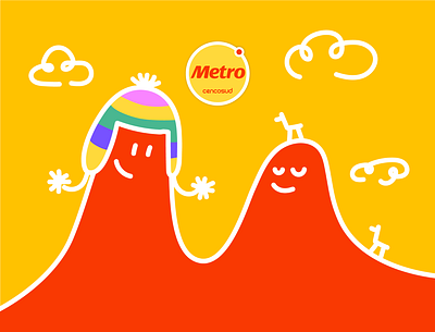 Metro Perú branding illustration logo people peru supermarket yellow