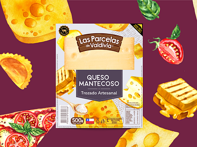 Las Parcelas de Valdivia branding cheese chile cook food illustration logo packaging watercolor