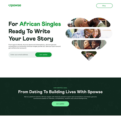 A waitlist landing page for Spowse - An African dating app ui