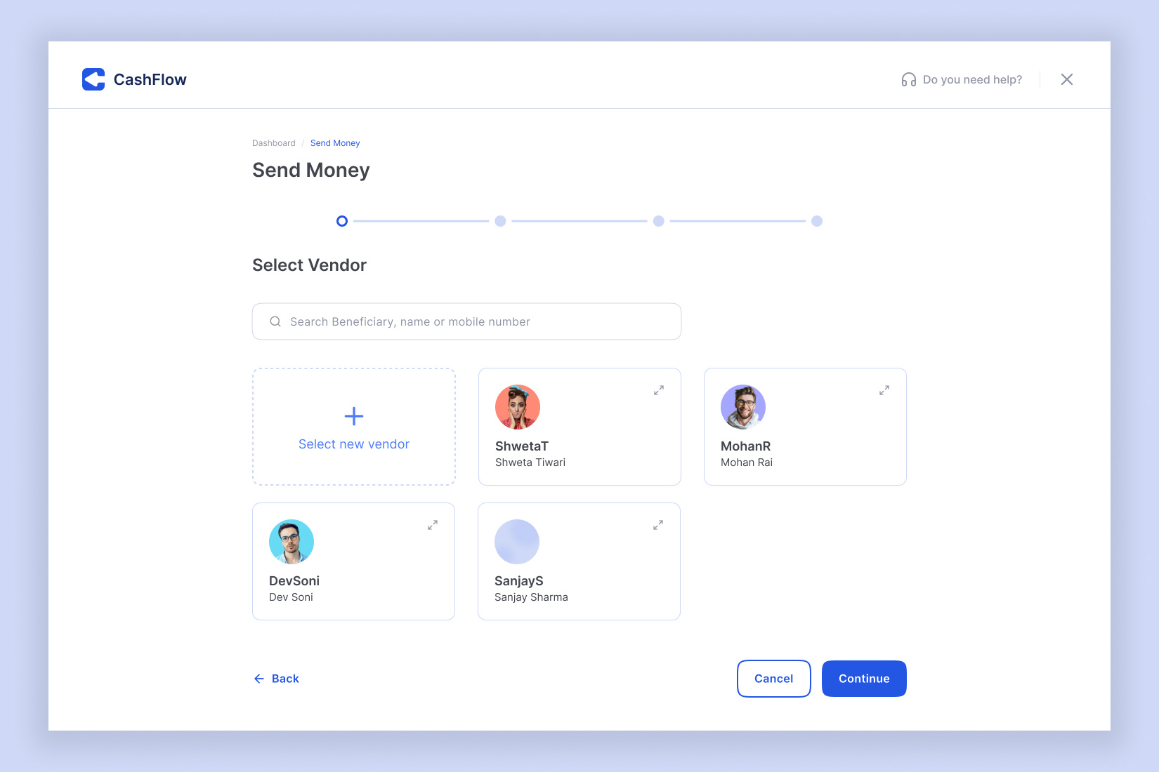 Send Money - Digital Payment Solutions cashflow digital payment finance send money transactions transfer money ui
