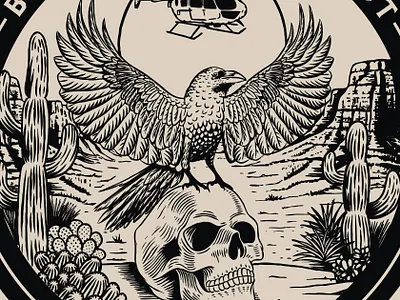 224th Aviation Regiment Embroidered Patch - 2 Color arizona aviation bird birds cactus death desert guard helicopter landscape military national raven service skull sunset west wing wings yuma