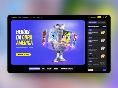 BetBoom — COPA AMERICA UI 3d animation app betting branding brazil cyber design football gambling graphic design illustration landing logo mexico product soccer sport ui web