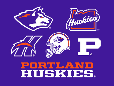 23/32 – Portland Huskies branding design flash sheet football graphic design huskies illustration logo oregon portland sports sports branding typography wolves