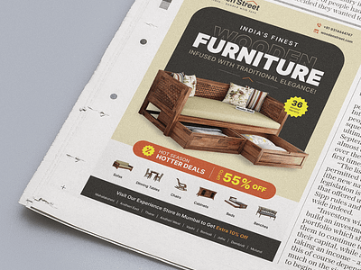 Newspaper Ad for Wooden Street | Poster Design branding kunal chhajer