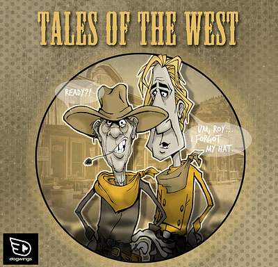 Sketch stories - Tales of the west cartoon illustration chipdavid cowboys dogwings drawing funny illustration westerns