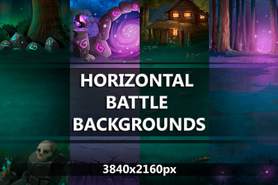 Horizontal Dark Magic Battle Backgrounds 2d asset assets background battleground battlegrounds bg fantasy game game assets gamedev horizontal illustration indie game magic mmo mmorpg pack rpg set