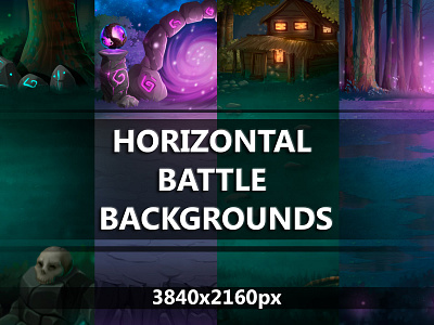 Horizontal Dark Magic Battle Backgrounds 2d asset assets background battleground battlegrounds bg fantasy game game assets gamedev horizontal illustration indie game magic mmo mmorpg pack rpg set