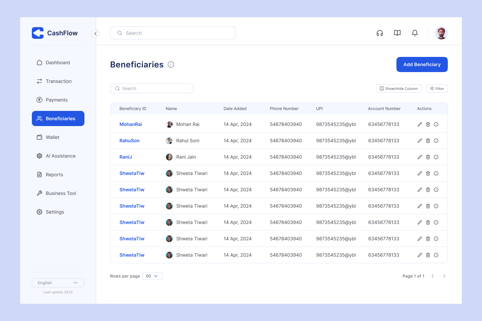 Beneficiary - Digital Payment Solution add add user beneficiary digital payment finance fintech transaction ui design vendor