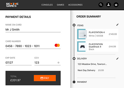 #DailyUI 002 | Payment page for a second-hand games store. checkout gaming online store payment ui webpage website