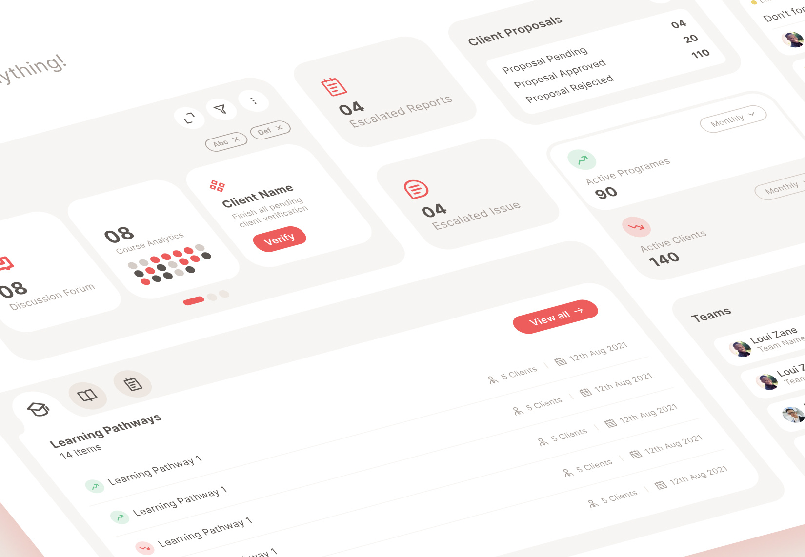 Dashboard - Learning & Development admin card courses dashboard development ld learning ui visual design