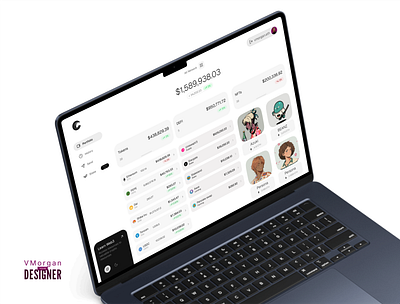 Dashboard showing a user's crypto portfolio. defi design ntf portfolio product design tokens ui uiux web3