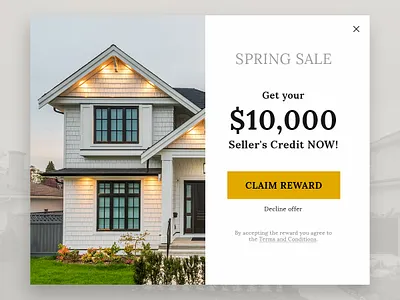 Real Estate Popup - Spring Sale banner campaign claim credit estate form home house popup promotion realestate reward sale spring springsale