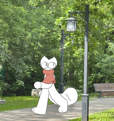 Walk in park cat illustration park walk