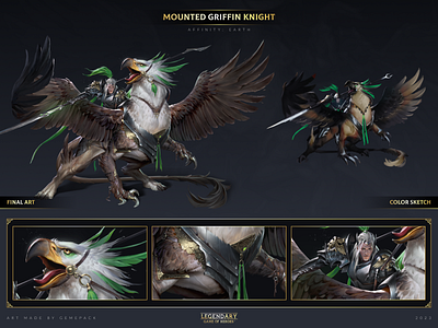 Mounted Griffin Knight 2d art cgi character character design concept concept art digital 2d digital art fantasy game game art game of heroes gamepack illustration legendary mobile games