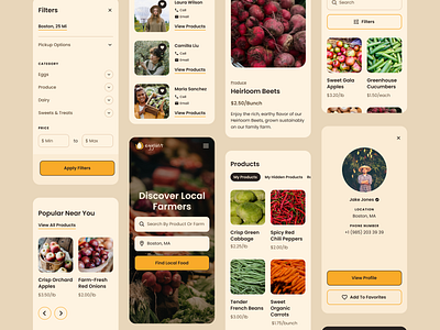 Eggslist mobiles community egg farm farmer farming filters food fresh market marketplace mobiles orange responsive search sustainable uiux vegetables web design website design yellow