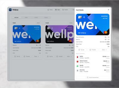 Wellpay Virtual Card - Detail Card app design figma graphic design illustration saas ui ui interface ux ui virtual card web design