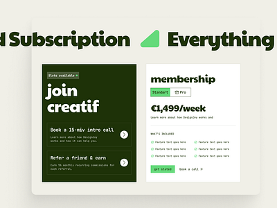 Pricing for Subscription Agency - Creatif agency website creative agency design agency membership pricing for agency pricing page pricing plans productized services studio website template