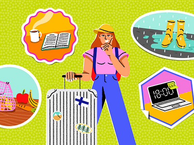 The Girlfriend - AARP aarp art director branding character design colorful design drawing editorial flat graphic design illustration illustrator pop sketches stickers trip