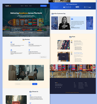 SwiftLink Logistics Landing Page graphic design ui ux