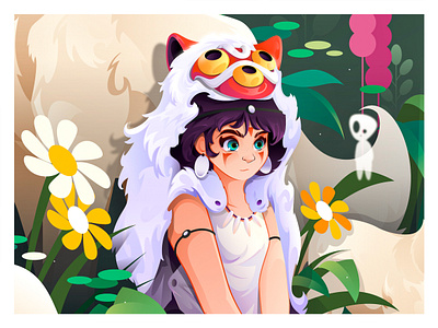 princess mononoke adobe animation character concept art design digital illustration digitalart ghibli illustration illustrator mononoke mononopke photoshop vectorart verctor