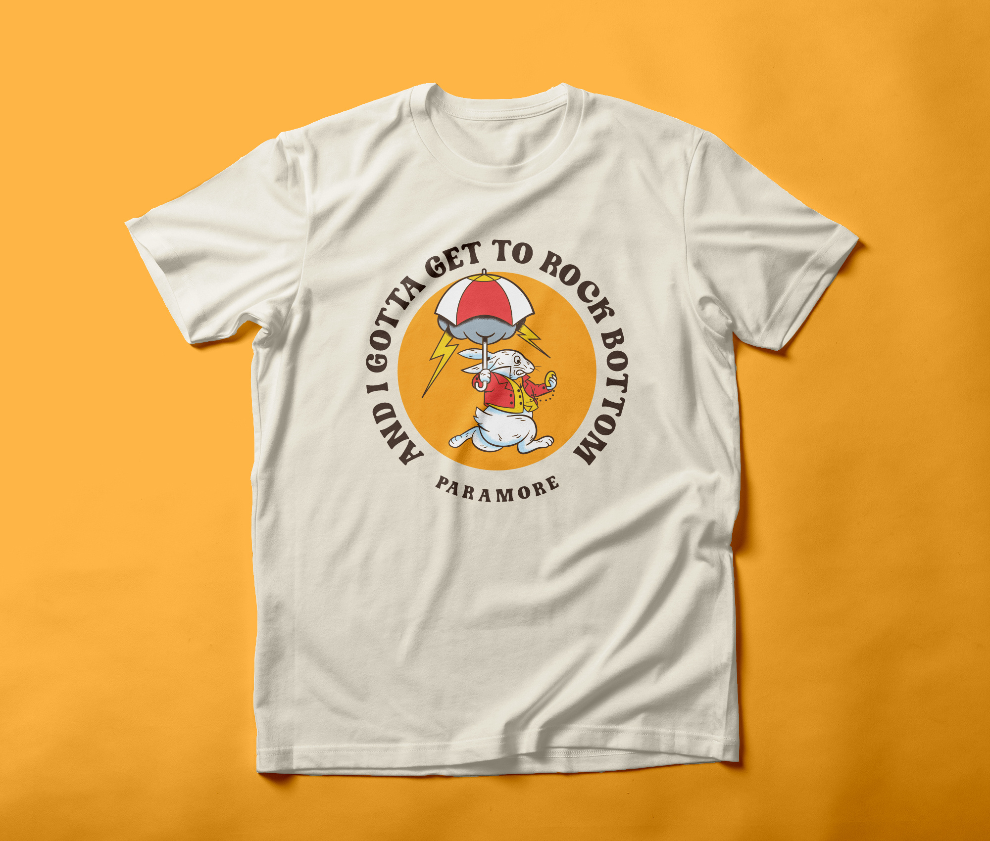 Paramore Rock Bottom Tee Shirt alice band shirt band tee shirt illustration mascot mascot design paramore rabbit rock bottom shirt design shirt illustration white rabbit wonderland