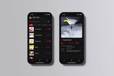 Bartenders Companion App appdesign bartending design figma product design ui ux