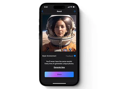 AI Headshot Style App ai ai app ai avatar ai generator ai illustration ai style app app design dark mode dark theme design figma graphic design ios ios app mobile design ui ui app design ux uxui