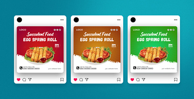 Delicious spring roll healthy food social media post design poster